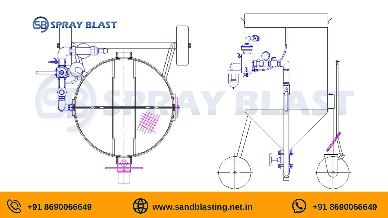 300 kg portable sand blasting machine technical drawing